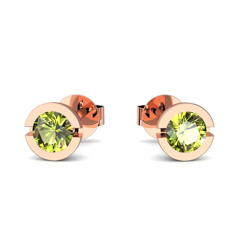 Ohrstecker Rund Rotgold Peridot