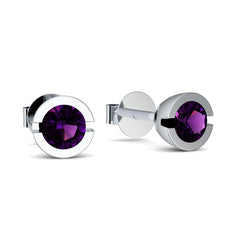 Ohrstecker Rund Silber Amethyst