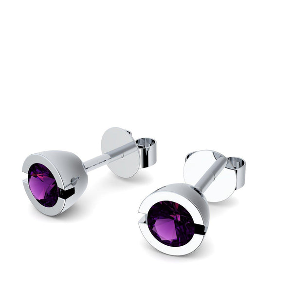 Ohrstecker Rund Silber Amethyst