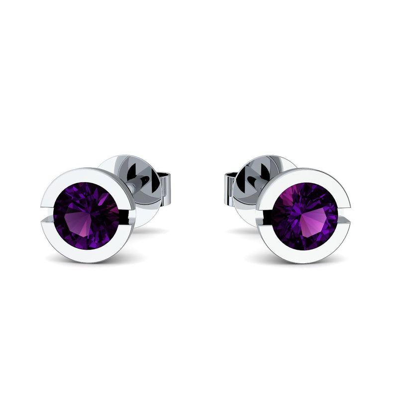 Ohrstecker Rund Silber Amethyst