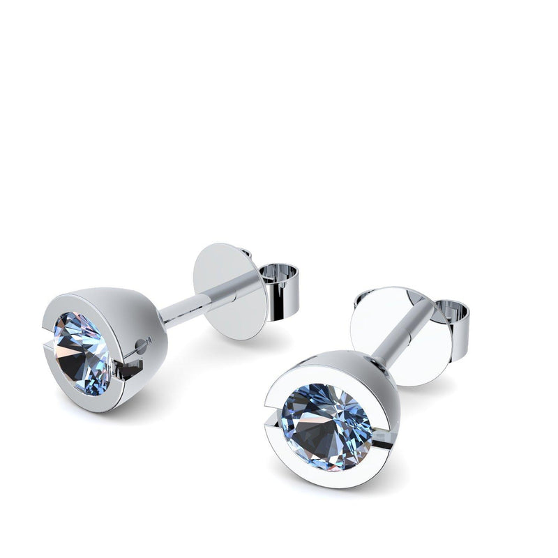 Ohrstecker Rund Silber Blautopas