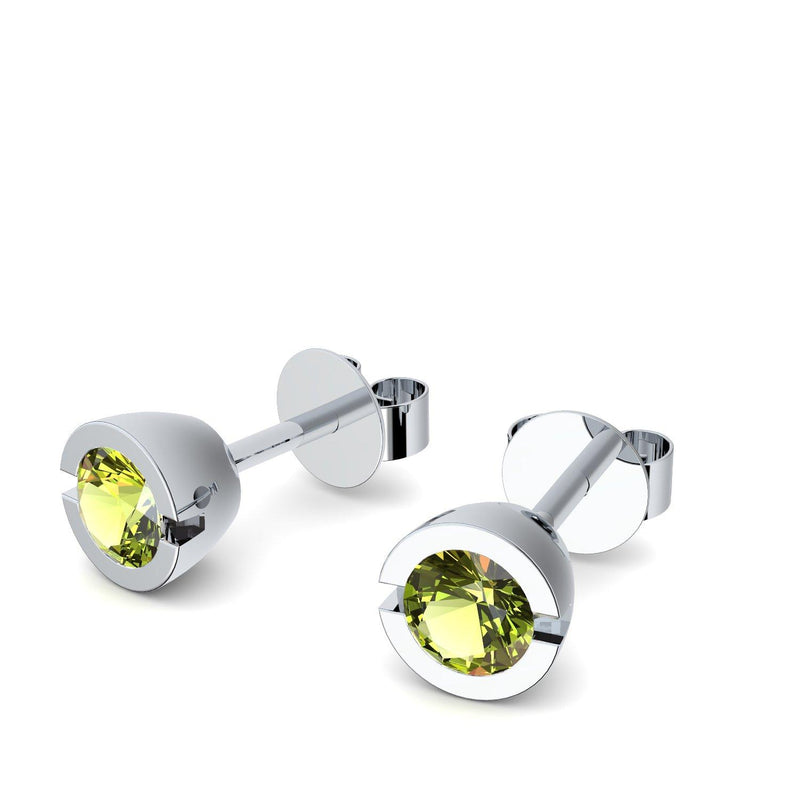 Ohrstecker Rund Weissgold Peridot