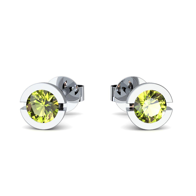 Ohrstecker Rund Weissgold Peridot