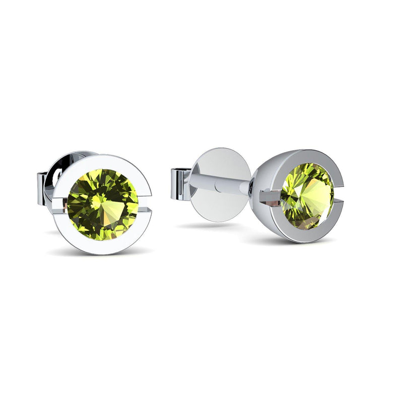 Ohrstecker Rund Weissgold Peridot