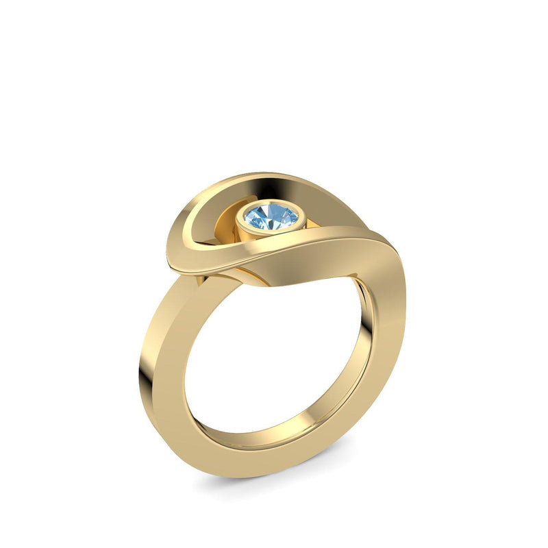 Ring Ausgefallen Gelbgold Aquamarin