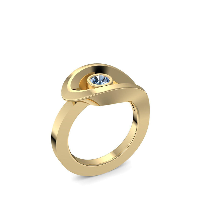 Ring Ausgefallen Gelbgold Blautopas