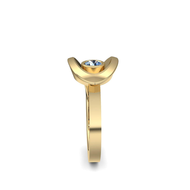 Ring Ausgefallen Gelbgold Blautopas