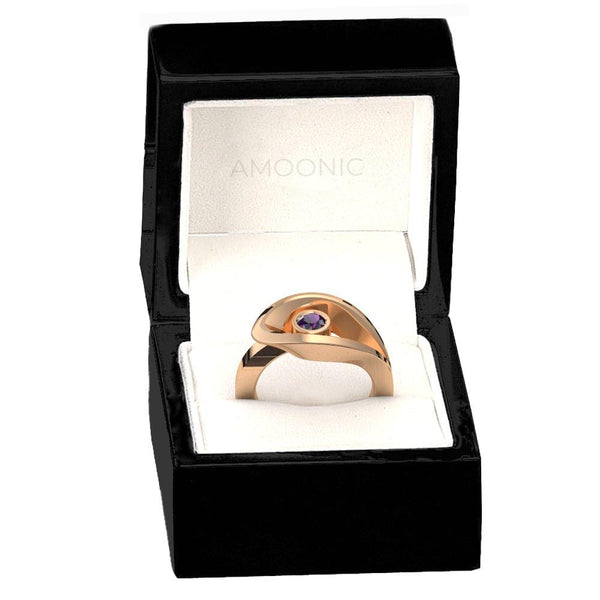 Ring Ausgefallen Rosegold Amethyst