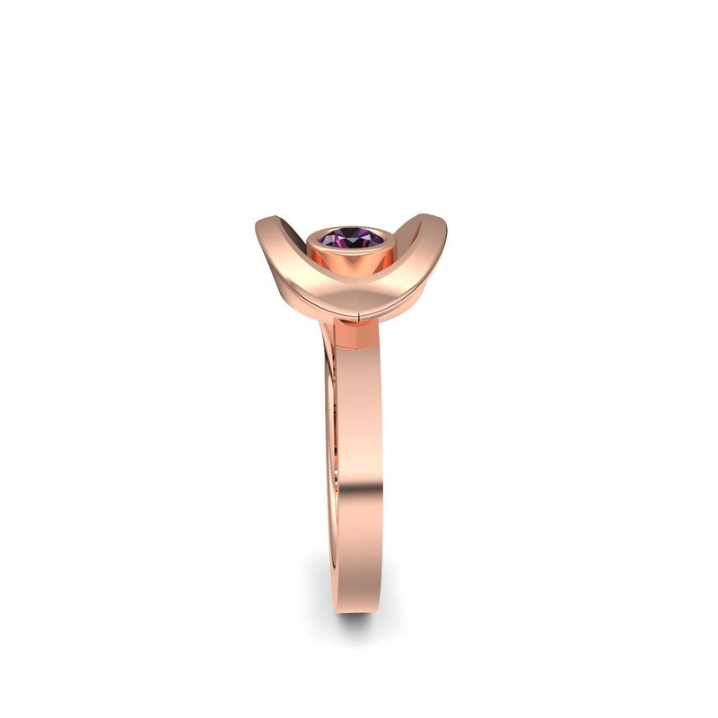 Ring Ausgefallen Rosegold Amethyst