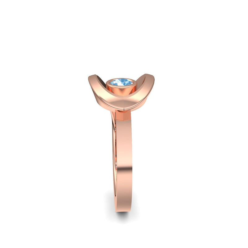 Ring Ausgefallen Rosegold Aquamarin