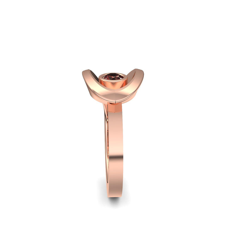 Ring Ausgefallen Rosegold Granat