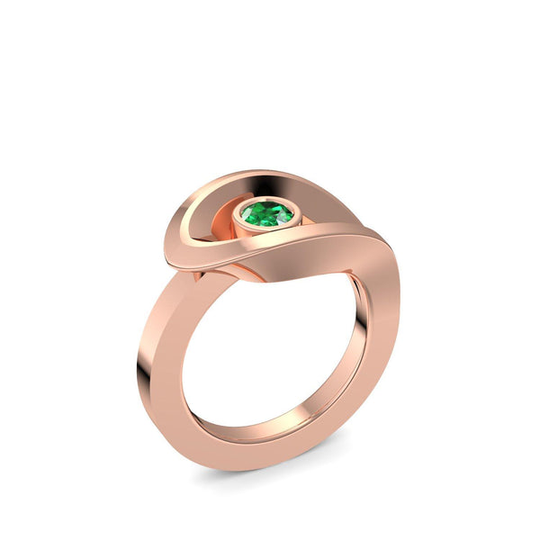 Ring Ausgefallen Rosegold Smaragd