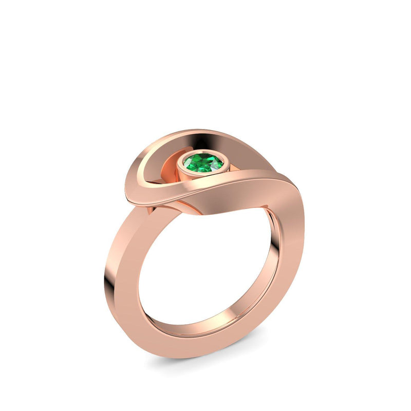 Ring Ausgefallen Rosegold Smaragd