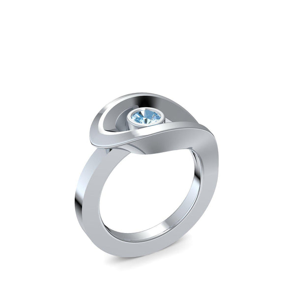 Ring Ausgefallen Silber Aquamarin