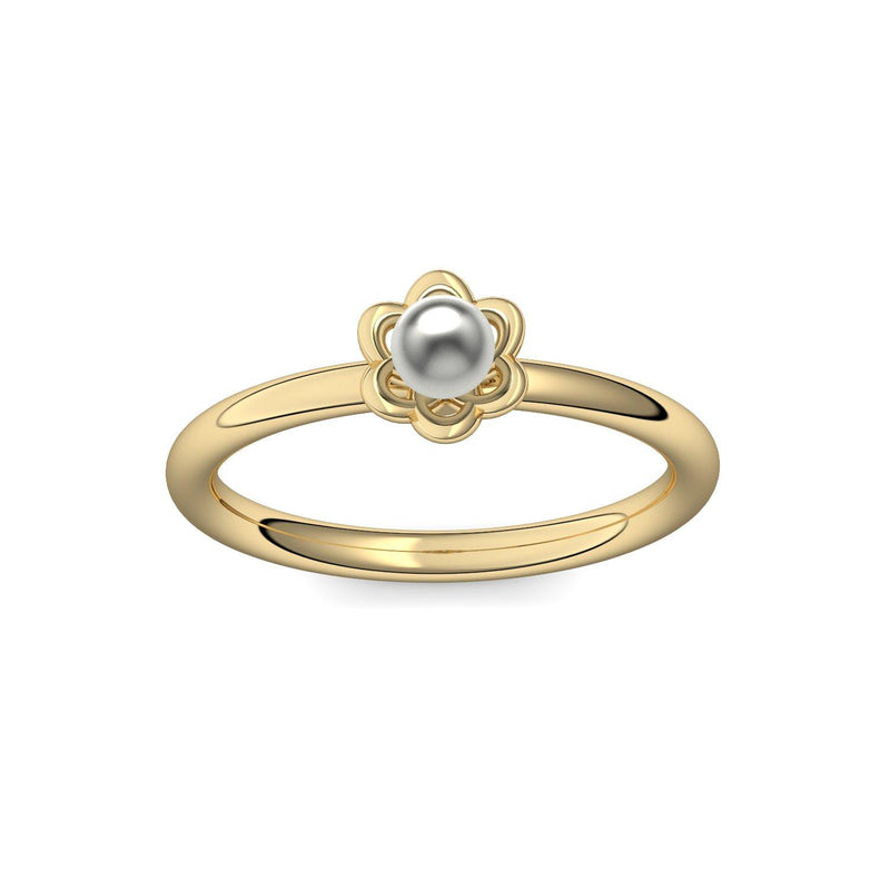 Ring Bluete Gelbgold Akoyaperlegrau