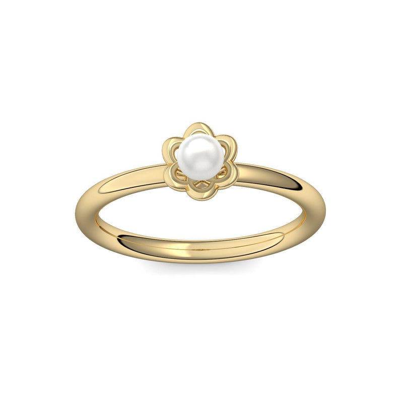 Ring Bluete Gelbgold Akoyaperleweiss