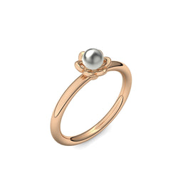 Ring Bluete Rosegold Akoyaperlegrau