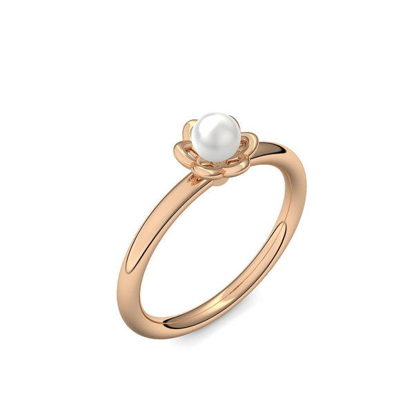 Ring Bluete Rosegold Akoyaperleweiss