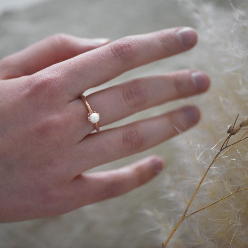 Ring Bluete Rosegold Akoyaperleweiss