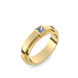 Ring Breit Gelbgold Blautopas