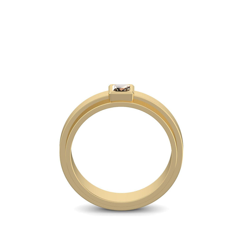 Ring Breit Gelbgold Rauchquarz