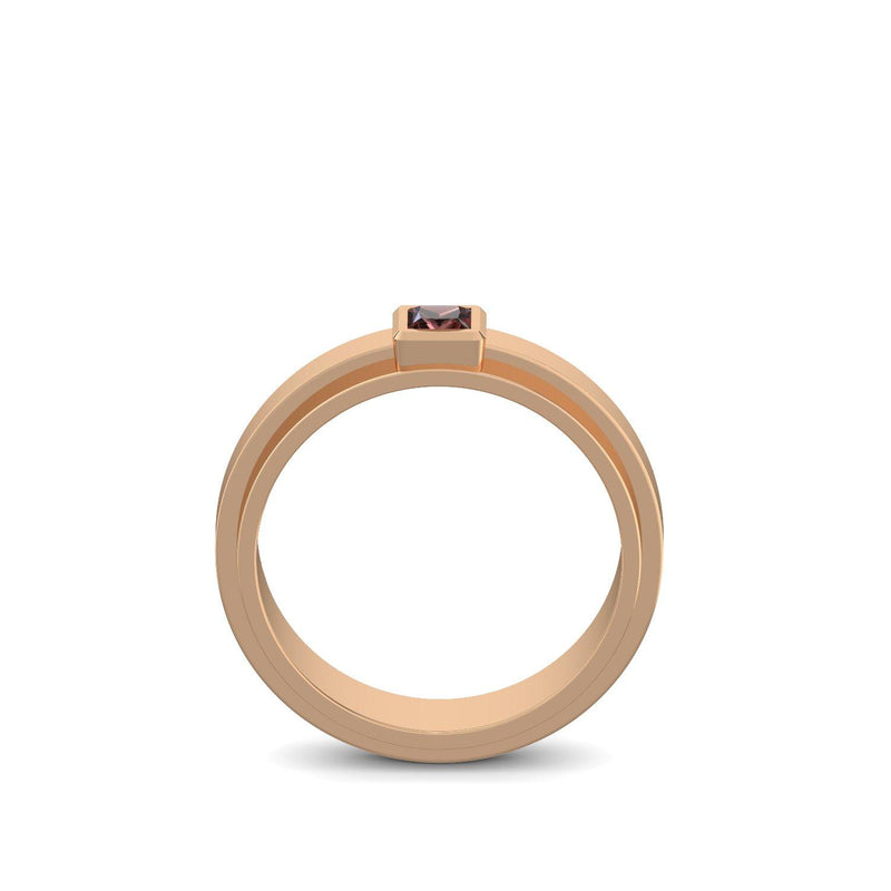 Ring Breit Rosegold Granat