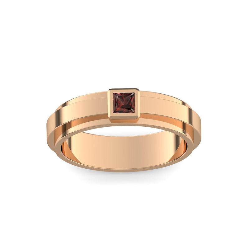 Ring Breit Rosegold Granat