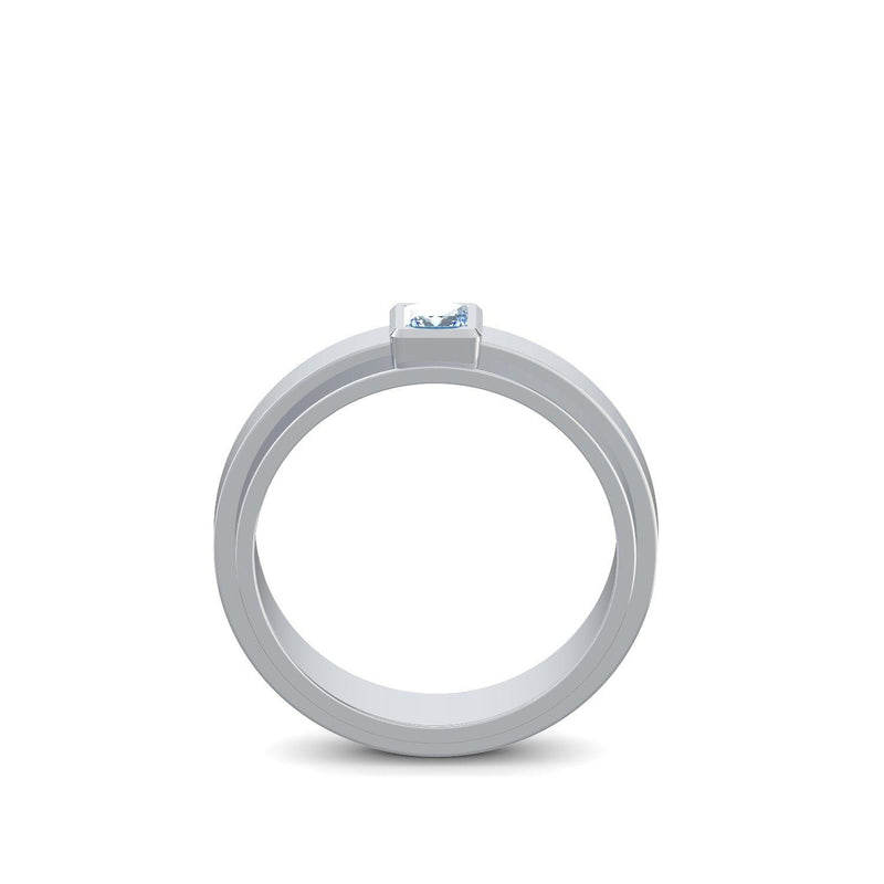 Ring Breit Silber Aquamarin