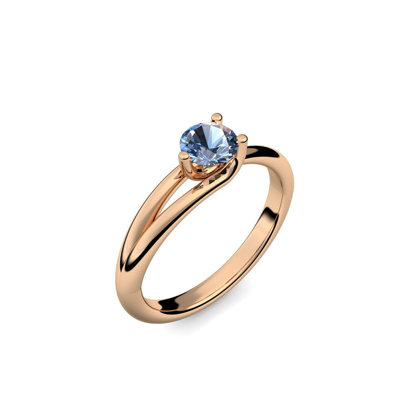 Ring Damen Rosegoldvergoldet Blautopas