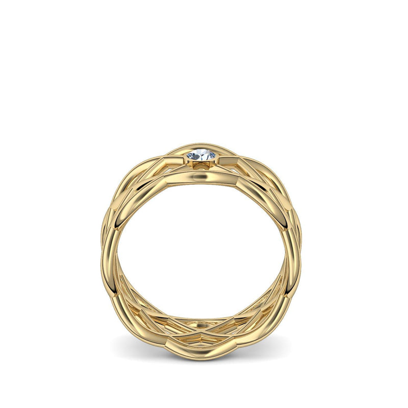 Ring Geflochten Gelbgold Blautopas