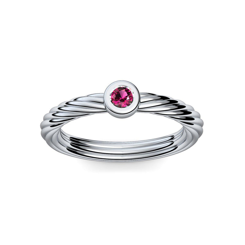 Ring Geflochten Platin Rubin