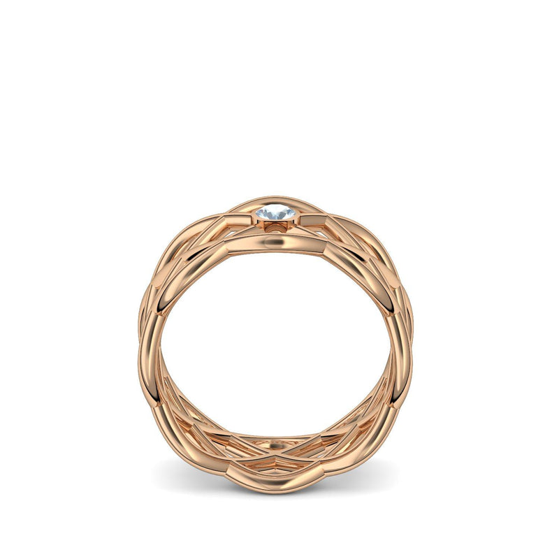 Ring Geflochten Rosegold Aquamarin