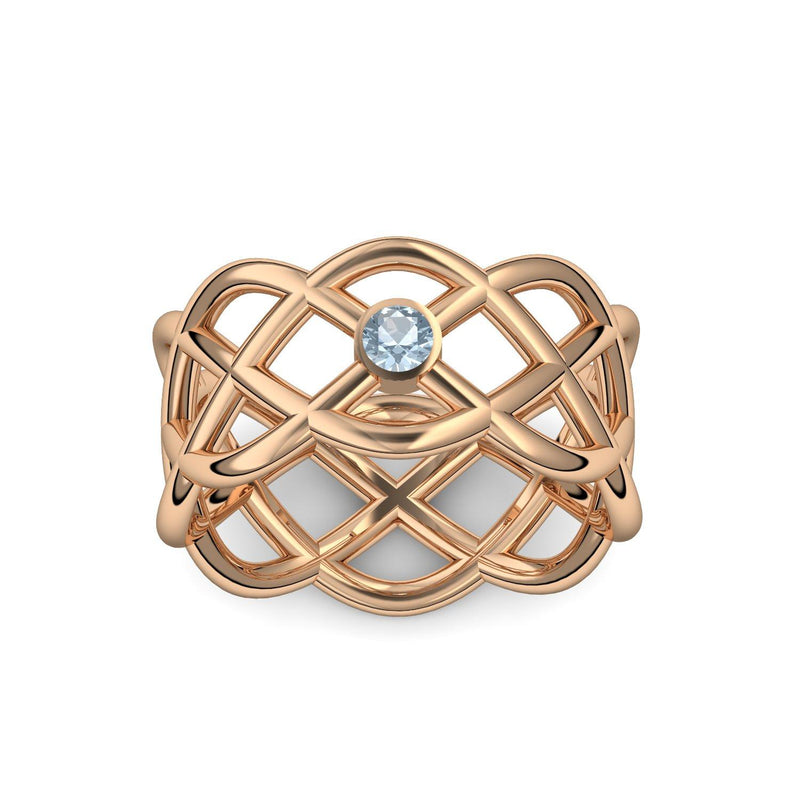 Ring Geflochten Rosegold Aquamarin