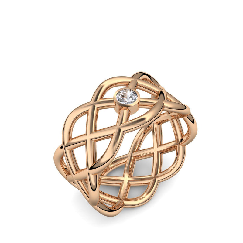 Ring Geflochten Rosegold Bergkristall