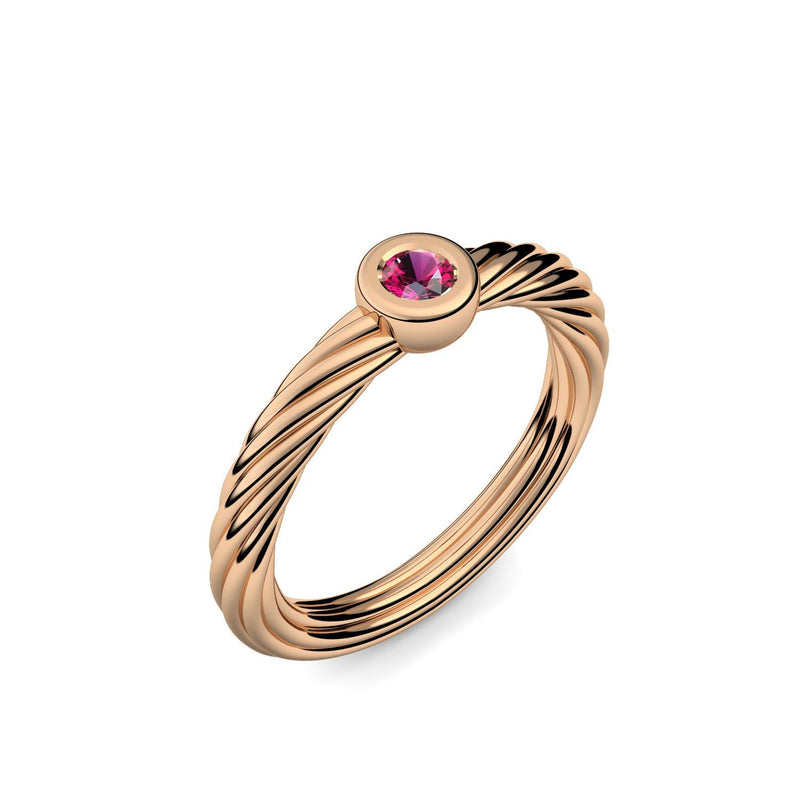 Ring Geflochten Rosegold Rubin