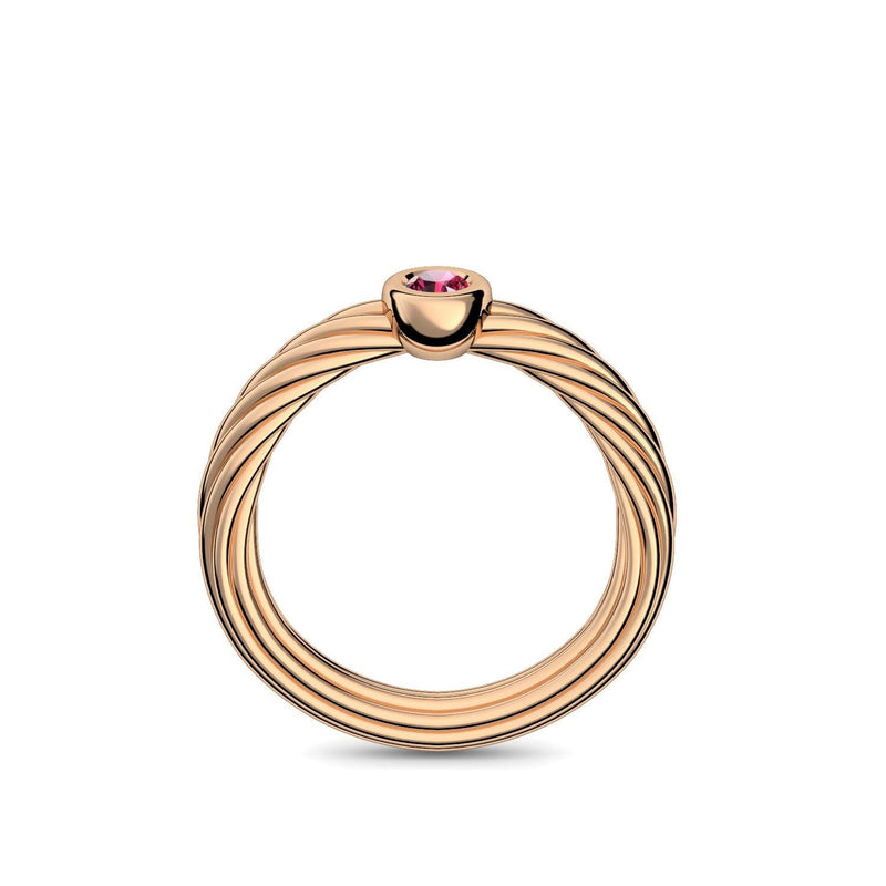 Ring Geflochten Rosegold Rubin