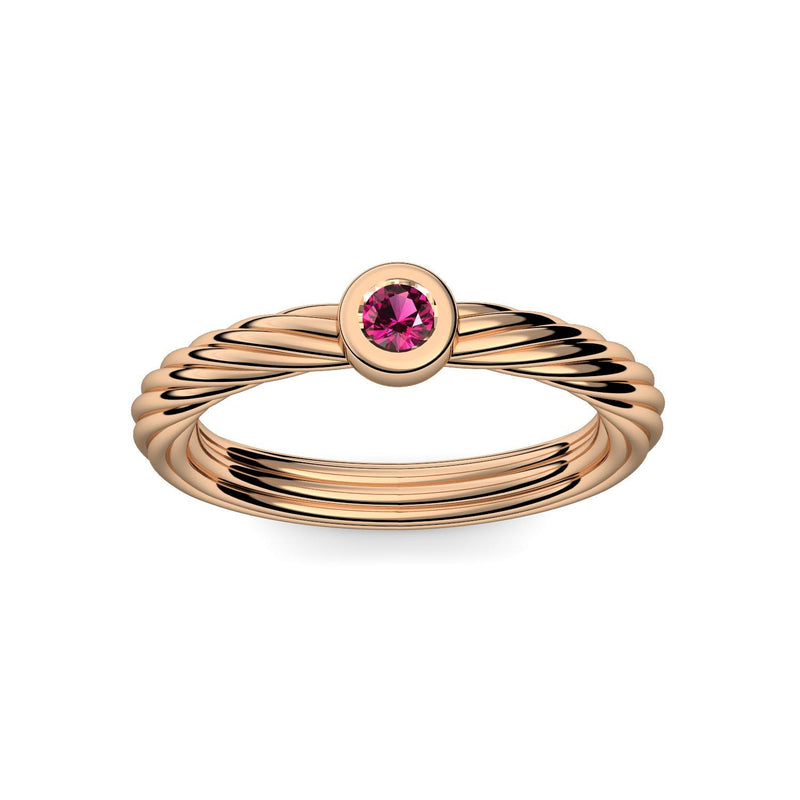 Ring Geflochten Rosegold Rubin