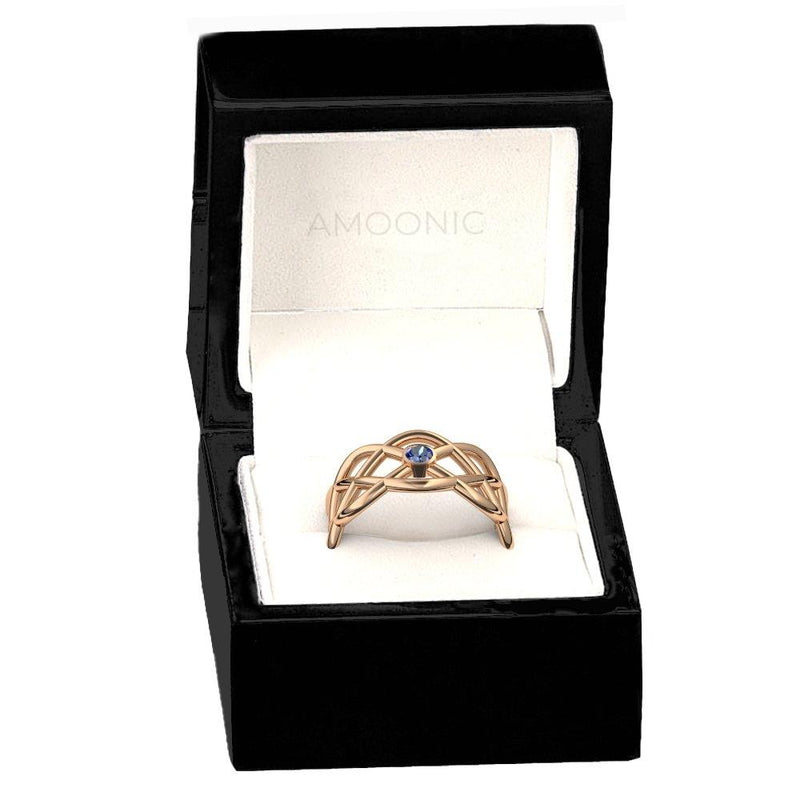 Ring Geflochten Rosegold Saphir