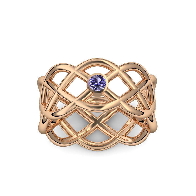 Ring Geflochten Rosegold Tansanit