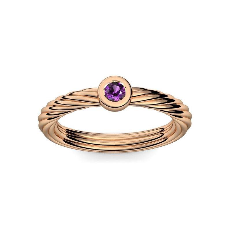 Ring Geflochten Rosegoldvergoldet Amethyst