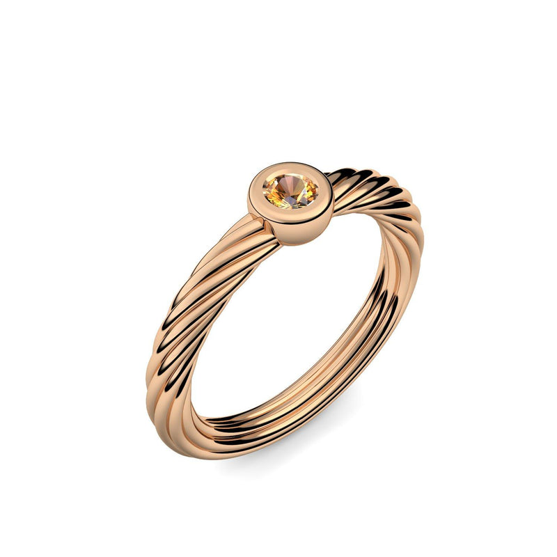 Ring Geflochten Rosegoldvergoldet Citrin