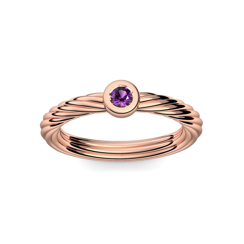 Ring Geflochten Rotgoldvergoldet Amethyst