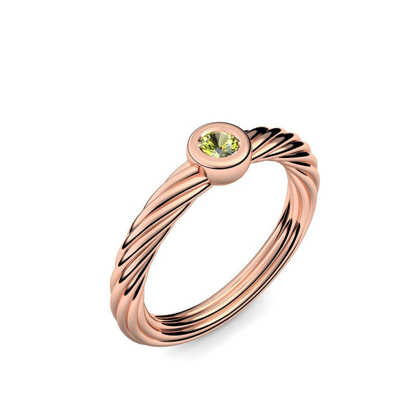 Ring Geflochten Rotgoldvergoldet Peridot