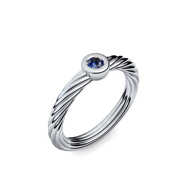 Ring Geflochten Silber Saphir