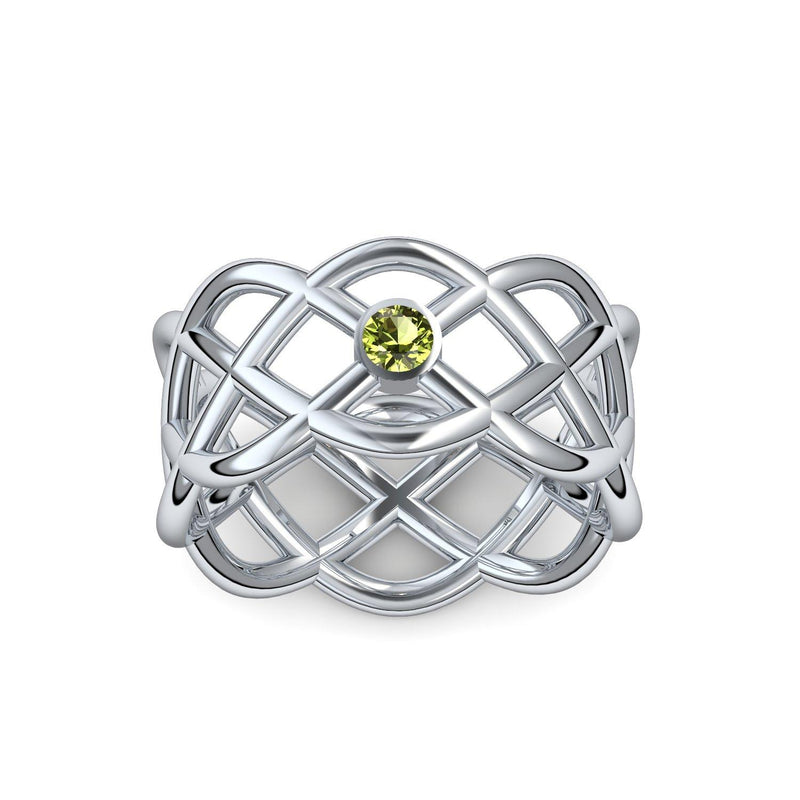 Ring Geflochten Weissgold Peridot