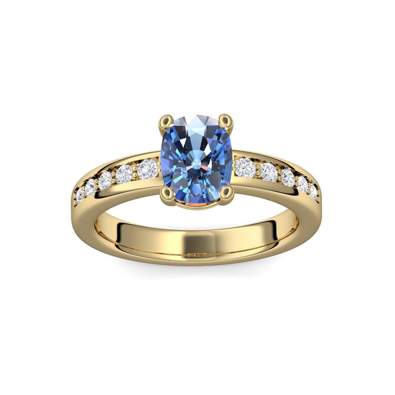 Ring Gelbgold Blautopas