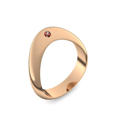 Ring Geschwungen Rosegold Granat