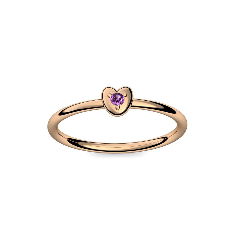 Ring Herz Rosegoldvergoldet Amethyst