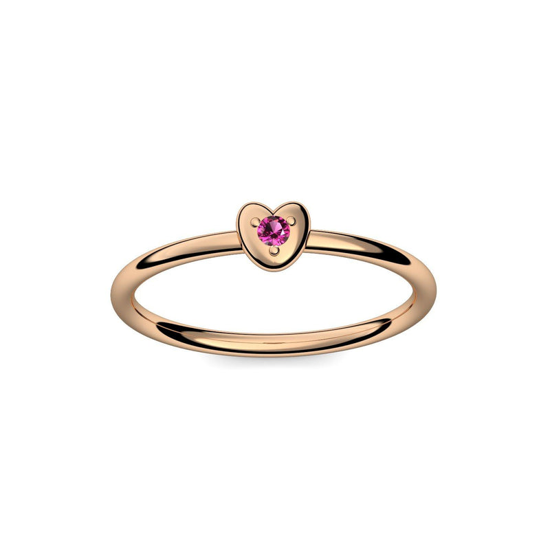 Ring Herz Rosegoldvergoldet Rubin