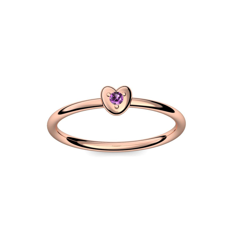 Ring Herz Rotgoldvergoldet Amethyst